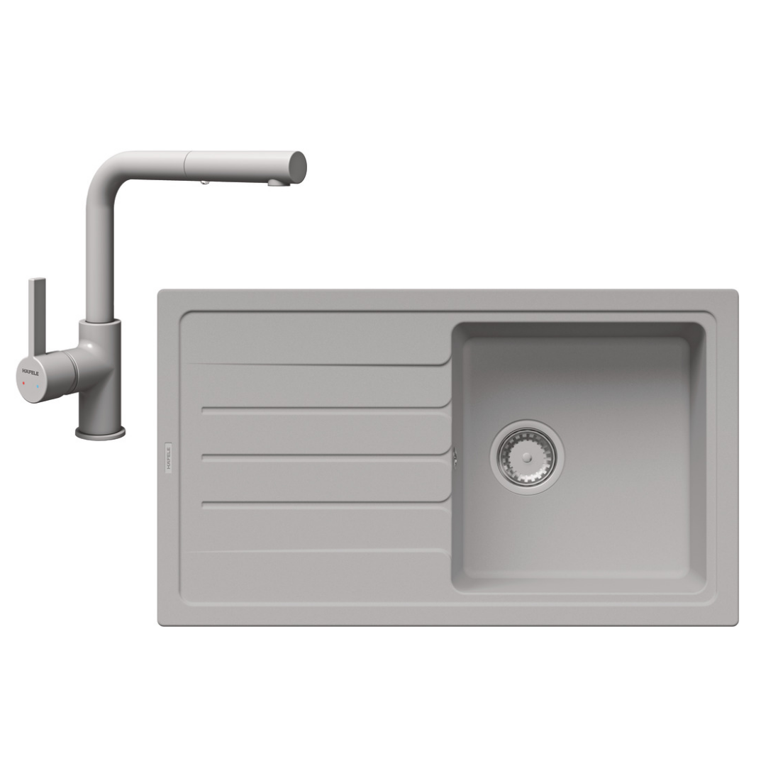 Hafele Granit Evye Batarya Kampanyası Tek Gözlü Grano Evye Granada Pull Batarya Gri