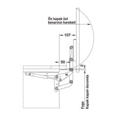 Hafele Kalkar Kapak Makas Donanımı 870mm, Gri Renk