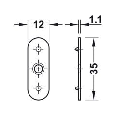 Hafele Karşı Parça 1 Vida Delikli, Galvaniz Renk