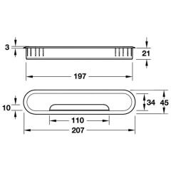 Hafele Kablo Kapağı Oval 207 x 45 mm 2 Parçalı
