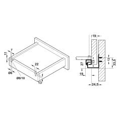 Hafele Pow, Tek Açılım Yavaşlatıcılı Gizli Ray 450mm