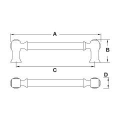 Hafele Bien Mk 320mm Kulp, Parlak Altın Renk