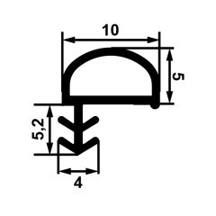 Hafele F01 Yandan Basan D Tipi Kapı Fitili 10mm, Siyah Renk (100 Metre)