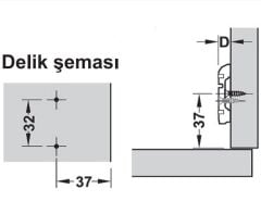 Hafele Metalla 110 H Taban 4 Delik Klipsli 2mm