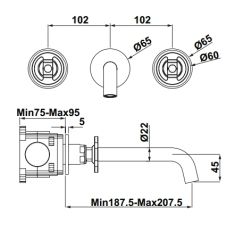 Hafele Loft Ankastre Lavabo Bataryası Titanyum
