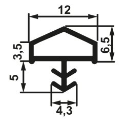 Hafele F03 Ortadan Basan Çatı Tipi Kapı Fitili 12mm, Şeffaf Renk 100 Metre