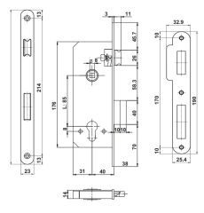 Hafele H40.04 Gömme Kilit Barelli Tip (PC) Mat Nikel 40/23Mm