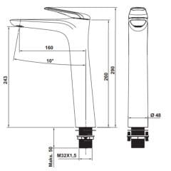 Hafele Lavabo Bataryası Zegna Yüksek Yüzeye Monte Parlak Krom