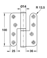 Hafele Yaprak Menteşe Çıkabilen Paslanmaz Çelik 304 Mat 100mm Sağ
