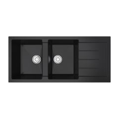 Vantole Granit Eviye 2 Göz Damlalıklı Siyah