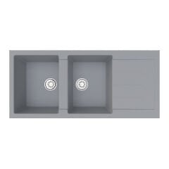 Vantole Granit Eviye 2 Göz Damlalıklı Beton Gri