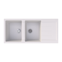 Vantole Granit Eviye 2 Göz Damlalıklı Beyaz