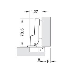 Hafele METALLA 110 SM 105°, Yarı Binili Gizli Menteşe