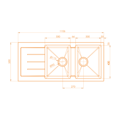 Vantole Granit Eviye 2 Göz Damlalıklı Bej