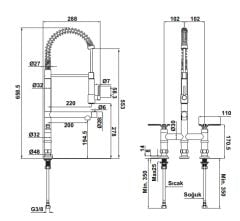 Hafele LOFT Eviye Bataryası Mat Altın