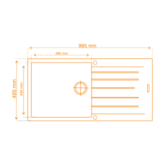 Vantole Granit Eviye Tek Göz Damlalıklı Beyaz