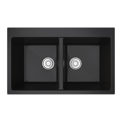 Vantole Granit Eviye Çift Hazneli Siyah