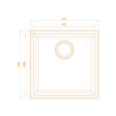 Vantole Granit Eviye 440x440mm Tek Gözlü Antrasit