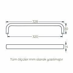 Hafele Mobilya Kulpu Umberto III 320mm Paslanmaz Çelik