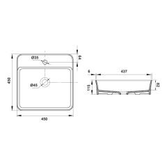 Hafele Banyo Lavabosu Bonita SB 450x450mm Parlak Beyaz Renk