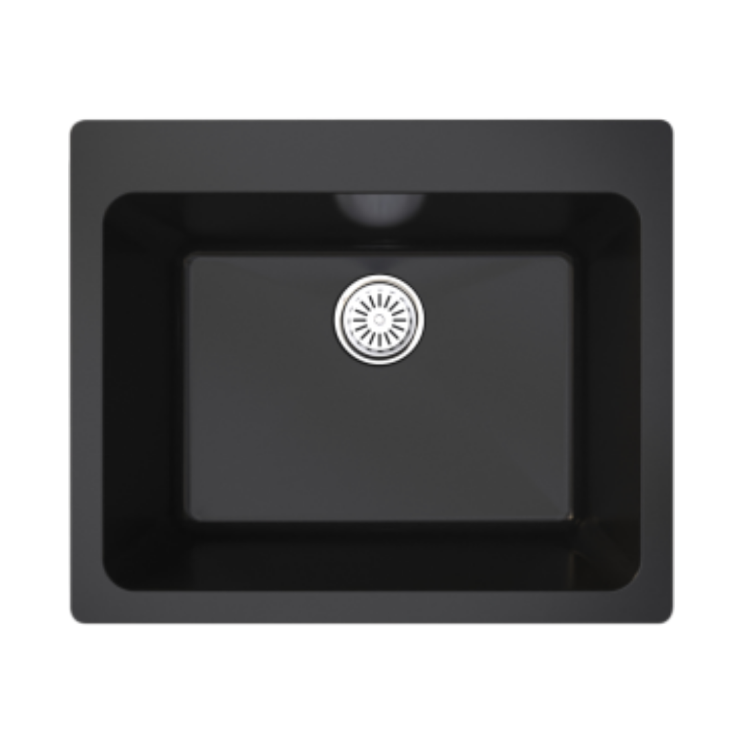 Vantole Granit Eviye 610x510mm Tek Gözlü Siyah