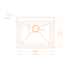 Vantole Granit Eviye 610x510mm Tek Gözlü Siyah