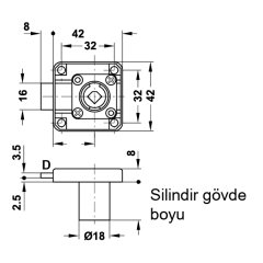 Hafele Symo Sürgülü Sağ Kilit 22mm, Nikel Kaplama