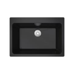 Vantole Granit Eviye 710x510mm Tek Gözlü Siyah