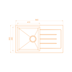 Vantole Granit Eviye 860x500mm Damlalıklı Tek Gözlü Siyah