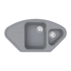 Vantole Granit Köşe Eviye 1,5 Gözlü Gri