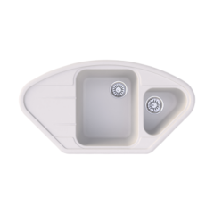 Vantole Granit Köşe Eviye 1,5 Gözlü Beyaz