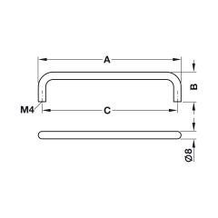 Hafele RYAN III Paslanmaz Çelik Yuvarlak Mobilya Kulp (128 mm)