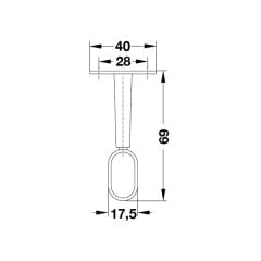 Hafele Askı Borusu Flanşı Oval Üst Panele Monte Mat Siyah Zamak 16Mm