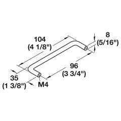 Hafele RYAN III Mat Krom Mobilya Kulp (96 mm)