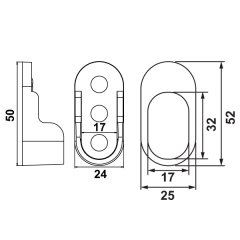 Hafele Askı Borusu Flanşı Oval Parlak Krom Plastik 25Mm