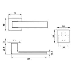 Hafele CALINA Paslanmaz Çelik Renkli (Oda) Kapı Kolu