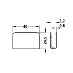 Hafele Cam Kapak Karşı Parça 40x7,5x24,5mm, Krom Ren