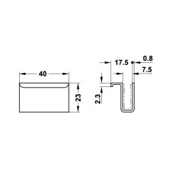 Hafele Cam Kapak Karşı Parça 40x17,5x23mm, Siyah Renk