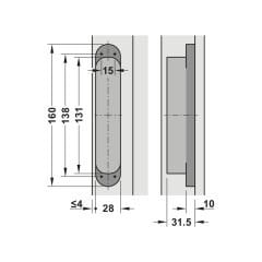 Hafele STARTEC H12 L Mat Nikel Gizli Kapı Menteşesi