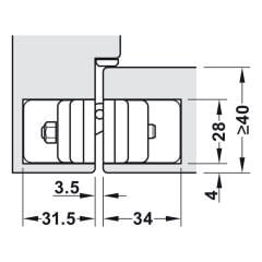 Hafele STARTEC H12 L Mat Nikel Gizli Kapı Menteşesi