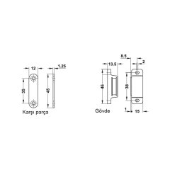 Hafele Mıknatıs 4-5kg 16x13,5x46mm, Siyah Renk