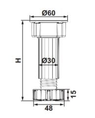 Hafele PFT12 Baza Ayağı Siyah 150mm