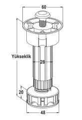 Hafele PFT02 Baza Ayağı Beyaz 80mm