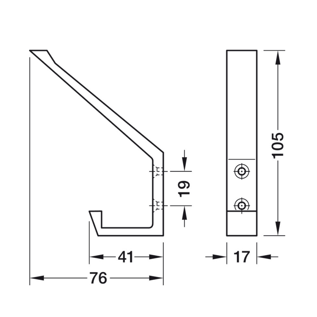 Hafele Laisy Askı Mat Siyah 17x105x76mm
