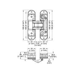Hafele  CDH 60 Mat Nikel Renk Gizli Kapı Menteşesi