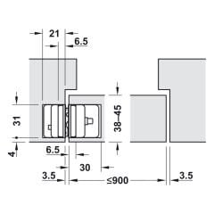 Hafele  CDH 60 Mat Nikel Renk Gizli Kapı Menteşesi