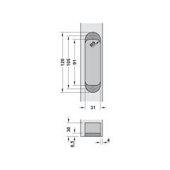 Hafele  CDH 60 Mat Nikel Renk Gizli Kapı Menteşesi