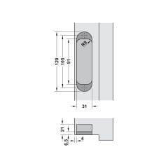 Hafele  CDH 60 Mat Nikel Renk Gizli Kapı Menteşesi