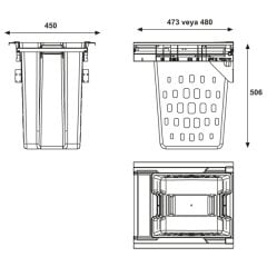 Hafele Çamaşır Sepeti Laundry 450 mm Beyaz