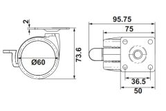 Hafele ELGA Plakalı Frenli Tekerlek Antrasit/Siyah  Ø60x74mm